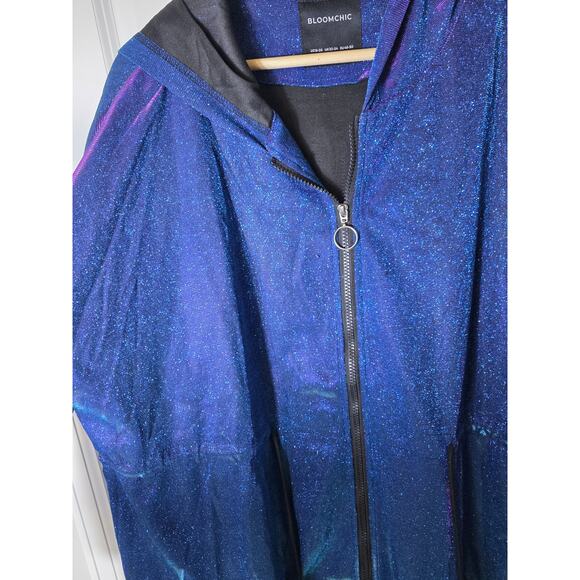 BLOOMCHIC Blue Purple Iridescent Sparkly NEW Zip Waist Cinch Jacket SZ 18-20 - Picture 4 of 10